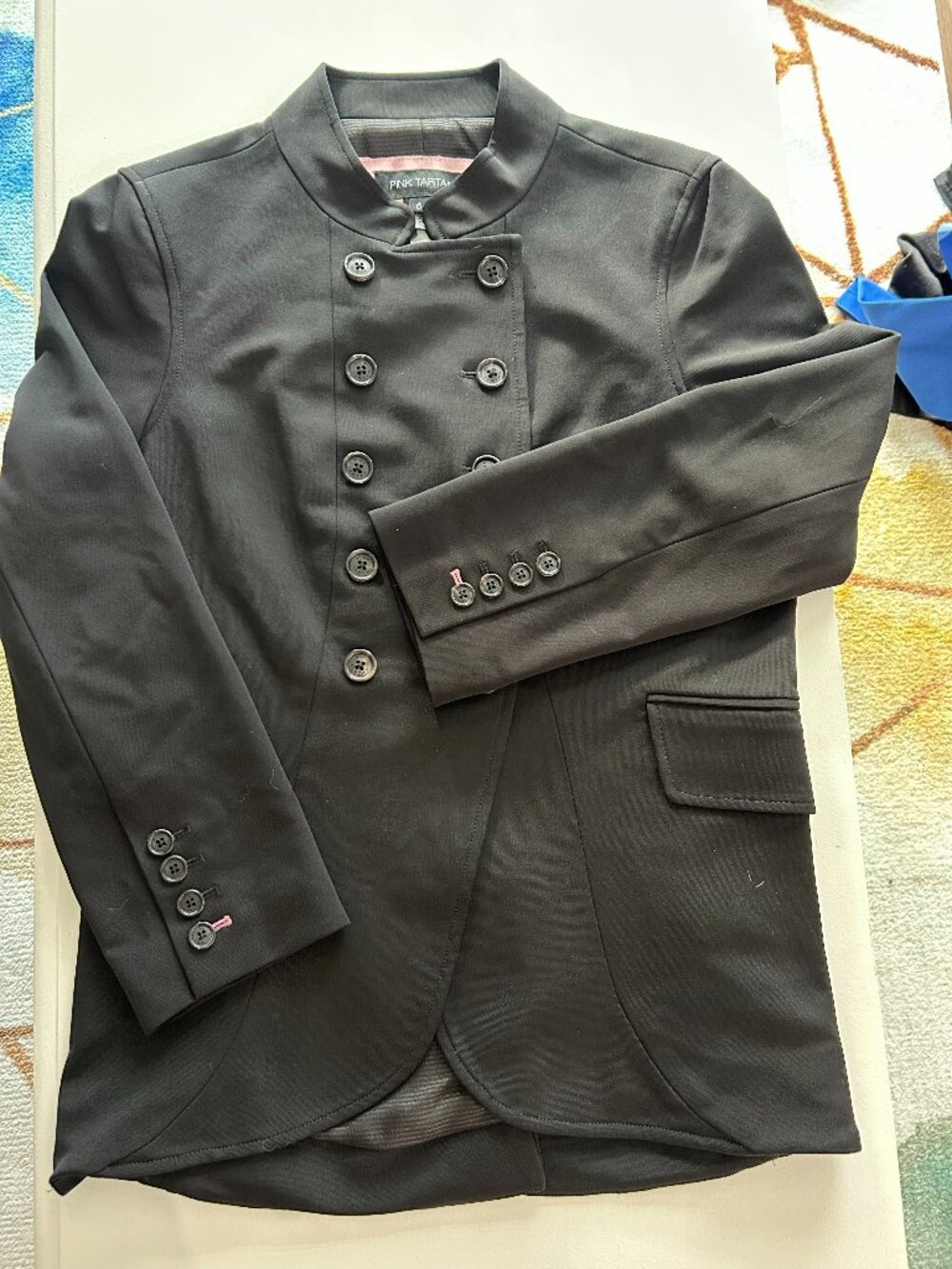 Pink Tartan Black Military‑Style Blazer